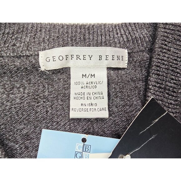 Geoffrey Beene Sz Medium Charcoal Gray Mens Extra Sofr Pullover Sweater Vest NWT - Picture 4 of 13